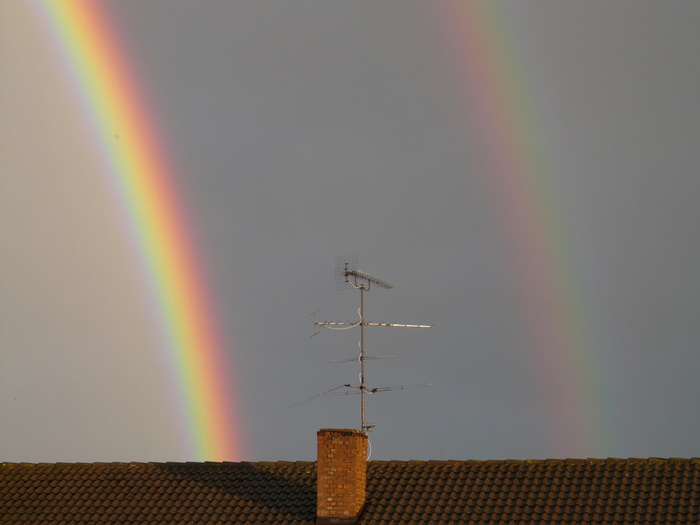 二次彩虹, 双彩虹, 查看详细信息, 多彩, 颜色, 彩虹, 镜像, 折射