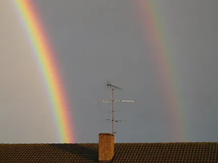 二次彩虹, 双彩虹, 查看详细信息, 多彩, 颜色, 彩虹, 镜像, 折射