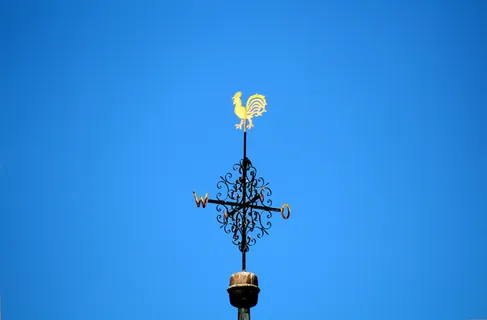 尖塔，风向标，哈恩，人物，风向指示器，黄金，教堂，伟大