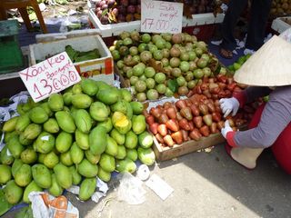 街头水果小贩、新鲜、水果、亚洲、越南、胡志明、市场、食品和饮料
