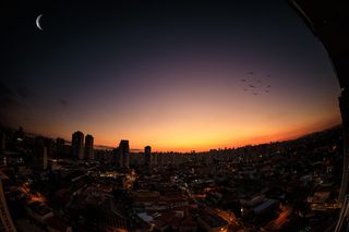 日落时的城市风景