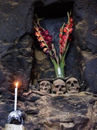 秘鲁、ollantaytambo、蜡烛、库斯科、鲜花、祈祷、休息、壁龛