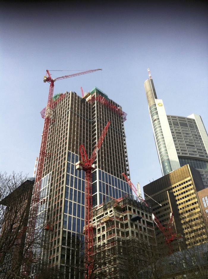 法兰克福, 摩天大楼, 生成, 起重机, 脚手架, Baukran, 网站, 建设工作