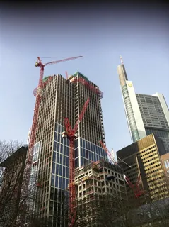 法兰克福, 摩天大楼, 生成, 起重机, 脚手架, Baukran, 网站, 建设工作
