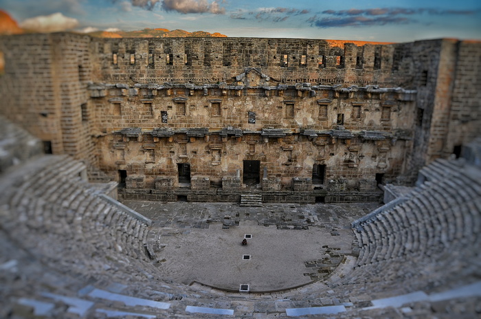 古代、建筑、Aspendos、建筑、历史遗址、户外、罗马剧院、石头