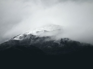 黑白、寒冷、雾、灰、山、自然、雪、冬天