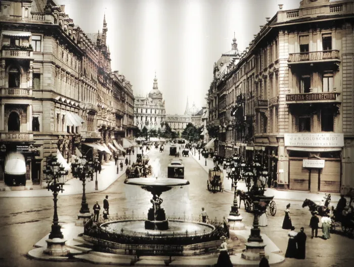 法兰克福，以前，怀旧，教练，人，城市，建筑，建筑外观