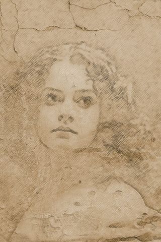 素描、女人、墙壁、怀旧、好玩、浪漫、背景、留言簿