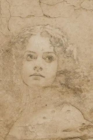 素描、女人、墙壁、怀旧、好玩、浪漫、背景、留言簿