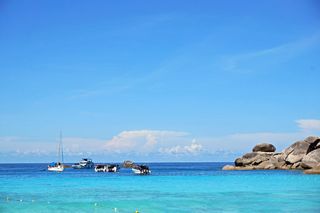 泰国，西米兰群岛，海，船，水，蓝色，天空，宁静