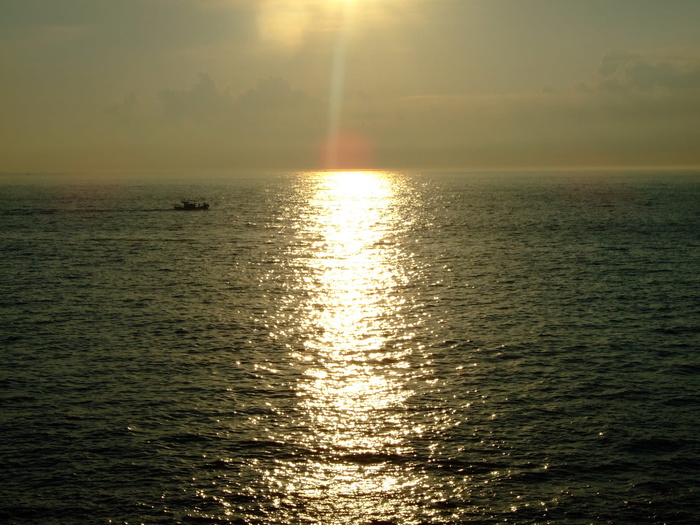 韩国，济州，日落，海洋，水，天空，云，户外