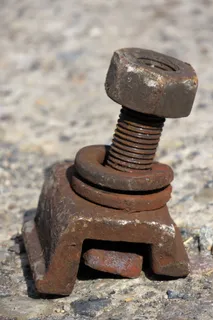 母材，螺钉，铁，铁锈，铁路，gleißbett螺钉，道床，压盖