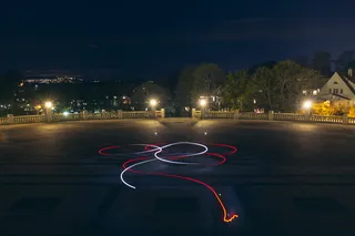 棕色、混凝土、地面、夜间、灰色、夜间、长曝光、tron