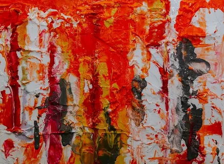 白色画布上的红、黄、黑抽象画 白色画布上的红、黄、黑抽象画
