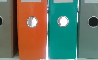 特写照片，四张，各种颜色，文件，组织者，活页夹，记录，数据