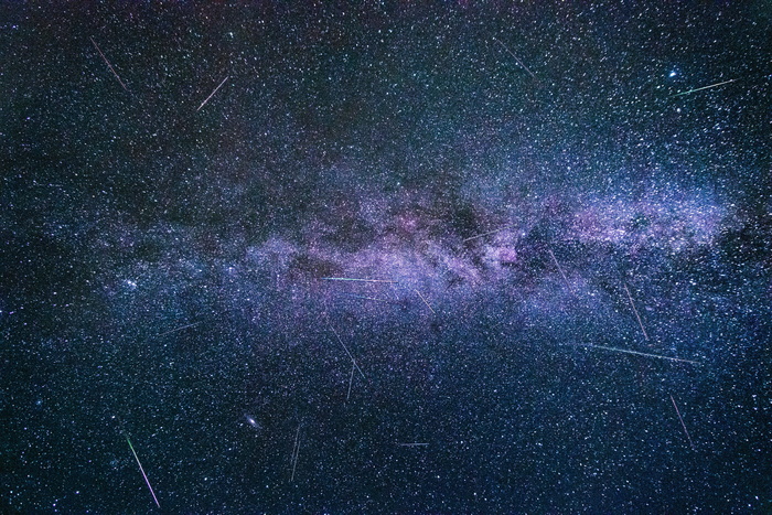 流星，英仙座，银河，星空，夜空，星星，夜晚，天空