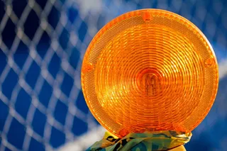 安全、路障、铁丝网围栏、橙色、闪光灯、危险、安全、照明