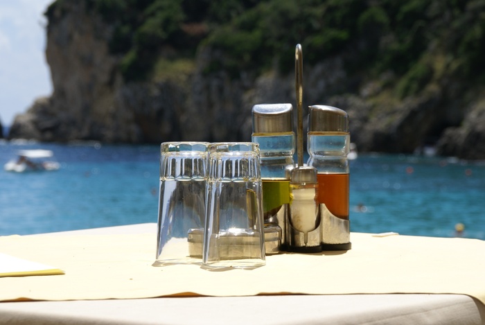 夏天, 海滩, 油, 醋, 盐, 胡椒, 海岸, 餐厅