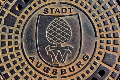 奥格斯堡, 井盖, 纹章, 符号, 金属, 关闭, 装饰, 饰品
