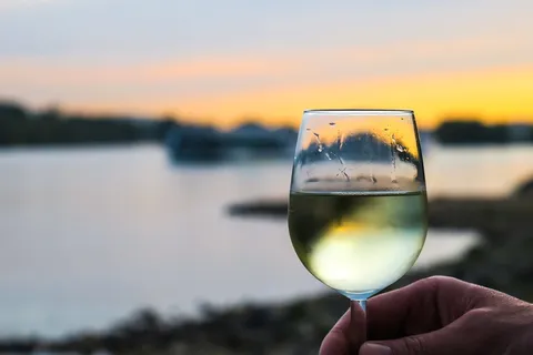 下班后，葡萄酒，受益，酒杯，酒精，abendstimmung，余辉，白葡萄酒