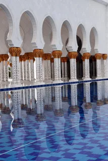 阿布扎比，谢赫扎耶德清真寺，建筑，伊斯兰建筑，反射，建筑结构，拱门，没有人