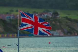 联合杰克，港口，撕裂，海洋，旗帜，爱国主义，关注前景，水