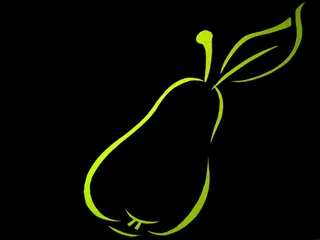 水果，梨，轮廓，轮廓，绿色，轮廓，黑色背景，绿色