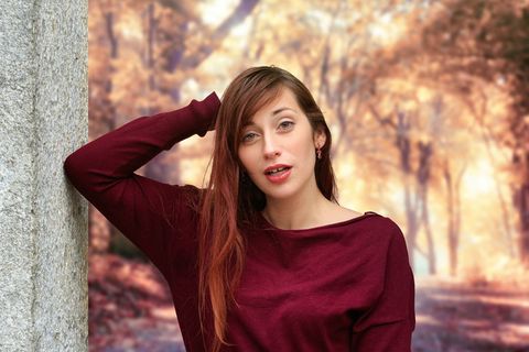 自然，女人，户外，秋天，头发，棕色头发，肖像，技巧