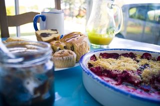 法国、雷恩、松饼、橙子、果汁、法国、大陆、欧洲