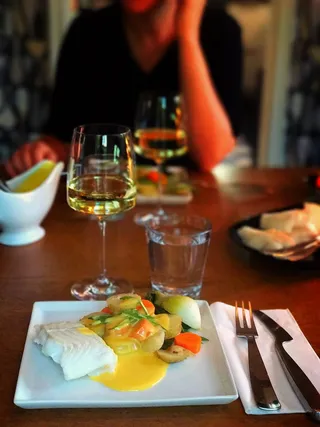 鱼，晚餐，柠檬，垫子，盘子，颜色，桌子，好