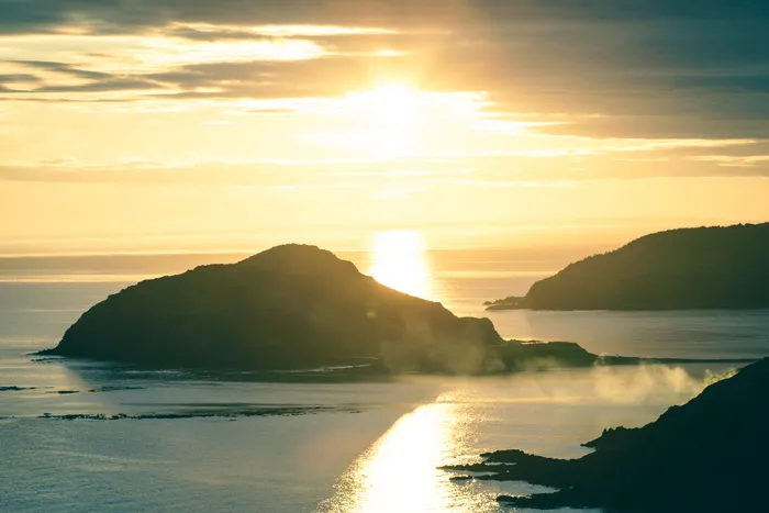 加拿大、黄昏、天空、颜色、橙色、云、海洋、日落