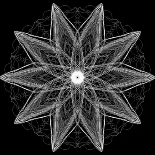 白花素描、曼荼罗、迷幻、霓虹灯、artebyspacemandala、黑色背景、图案、工作室快照