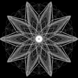 白花素描、曼荼罗、迷幻、霓虹灯、artebyspacemandala、黑色背景、图案、工作室快照