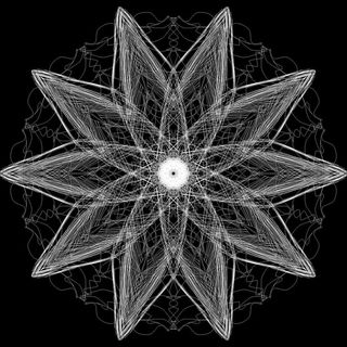 白花素描、曼荼罗、迷幻、霓虹灯、artebyspacemandala、黑色背景、图案、工作室快照