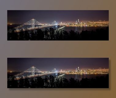 旧金山，美国，海湾大桥，长时间曝光，夜间城市，全景，城市景观，城市景观