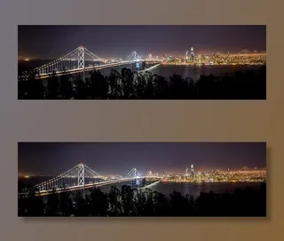 旧金山，美国，海湾大桥，长时间曝光，夜间城市，全景，城市景观，城市景观