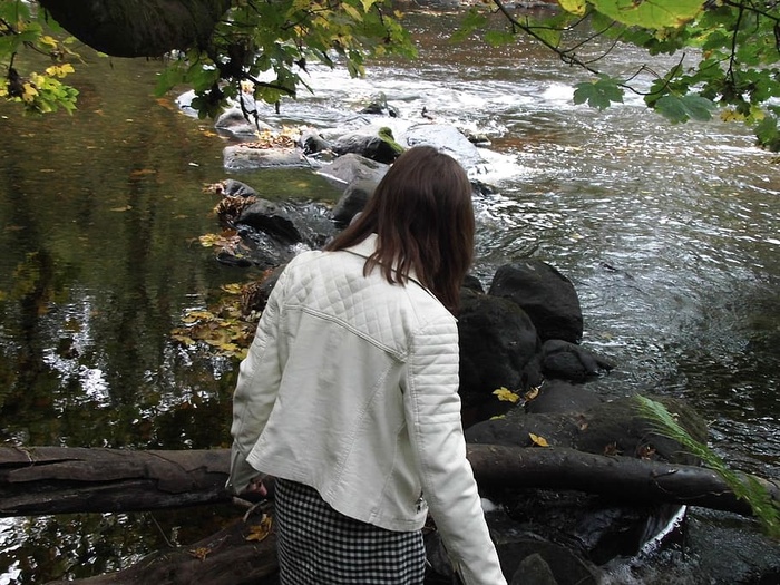 水，女孩，女人，肖像，肖像，糖果，石头，日期