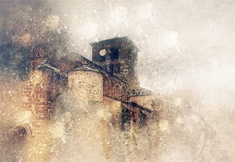 棕色哥特式建筑、教堂、钟楼、宗教、村庄、法国、遗产、栖息