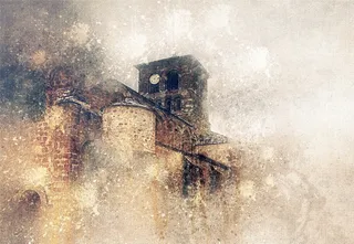 棕色哥特式建筑、教堂、钟楼、宗教、村庄、法国、遗产、栖息