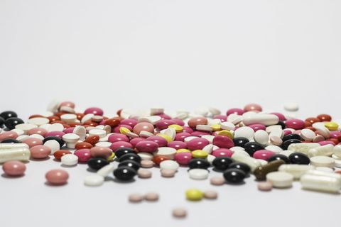 各种颜色和形状的药丸很多, 药物, 治愈, 片剂, 药房, 医疗, 这种疾病, 生病