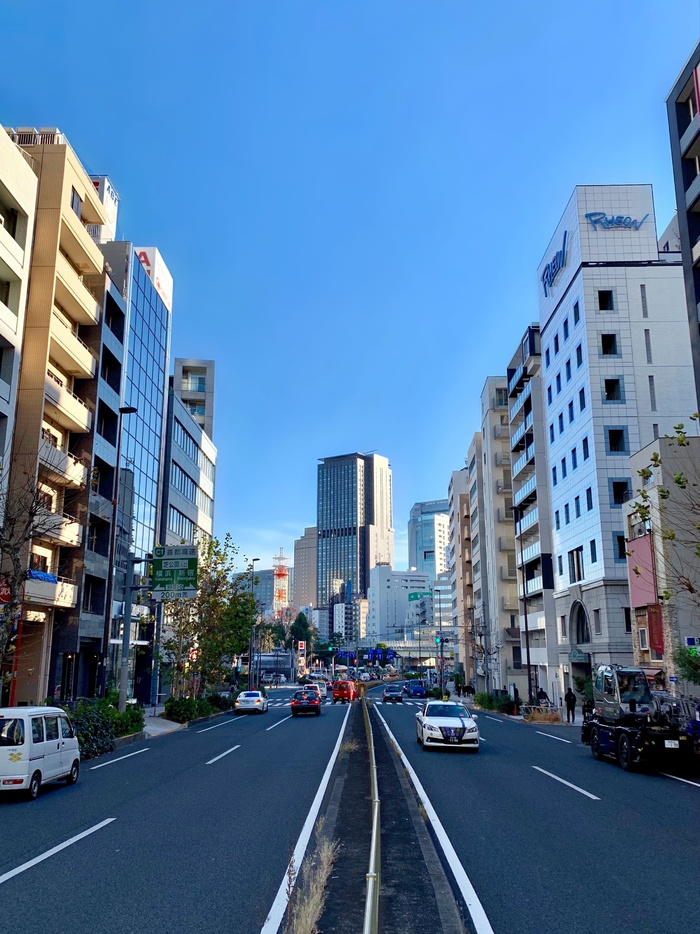 建筑，建筑，城市，黄昏，日本，道路，街道，出租车