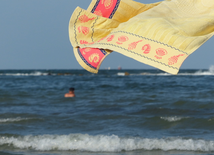海滩，海，毛巾，风，夏天，假日，炎热，意大利