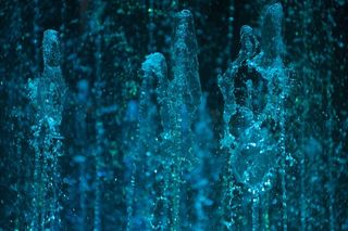 喷泉，飞溅，水，飞溅，蓝色，绿色，水滴，水