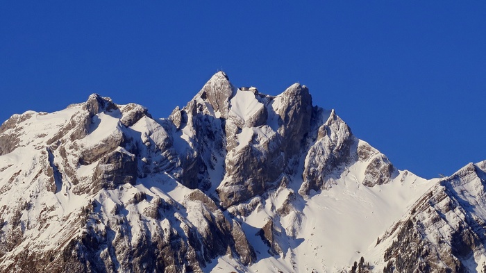 pilatus，mountain，lucerne，瑞士，多雪，部分多云，蓝色，雪