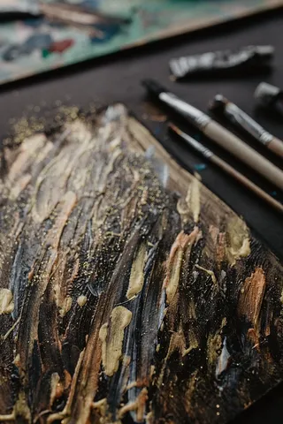 用毛笔和丙烯画作画