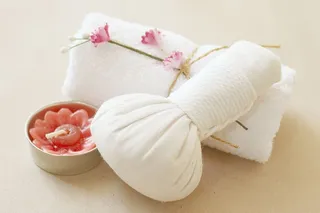 白色，靠垫，顶部，表面，水疗，草药，压缩，蜡烛