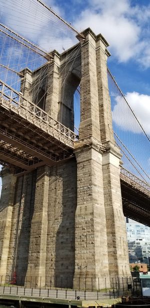 布鲁克林大桥，小飞象，纽约，天空，建筑，建筑结构，桥梁，连接