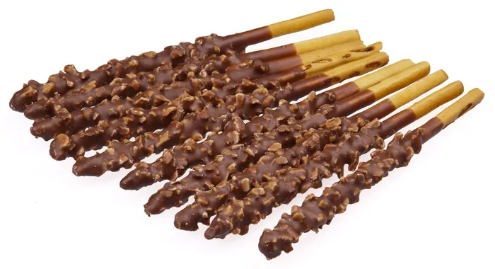 特写照片，巧克力棒，佩佩罗，杏仁，棒，甜，糖果，好