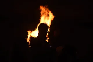 美国，普罗维登斯，火，夜，人，燃烧，热-温度，火-自然现象