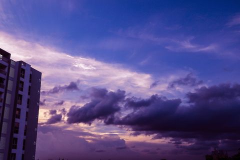 天空、傍晚、日落、印度、自然、云、颜色、色调